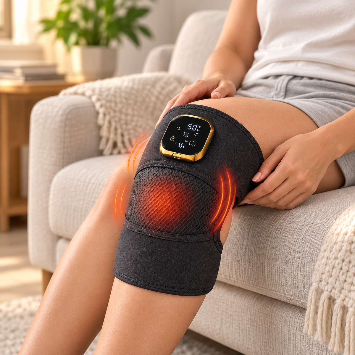 Masajeador de Rodilla Inalámbrico y Recargable con Calor y Vibración