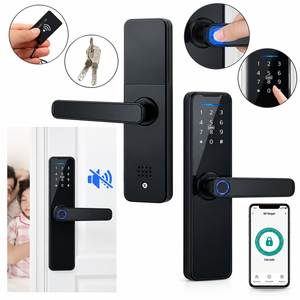 Cerradura Inteligente Smart Lock | Huella, App Tuya, Código, Tarjeta y Llave