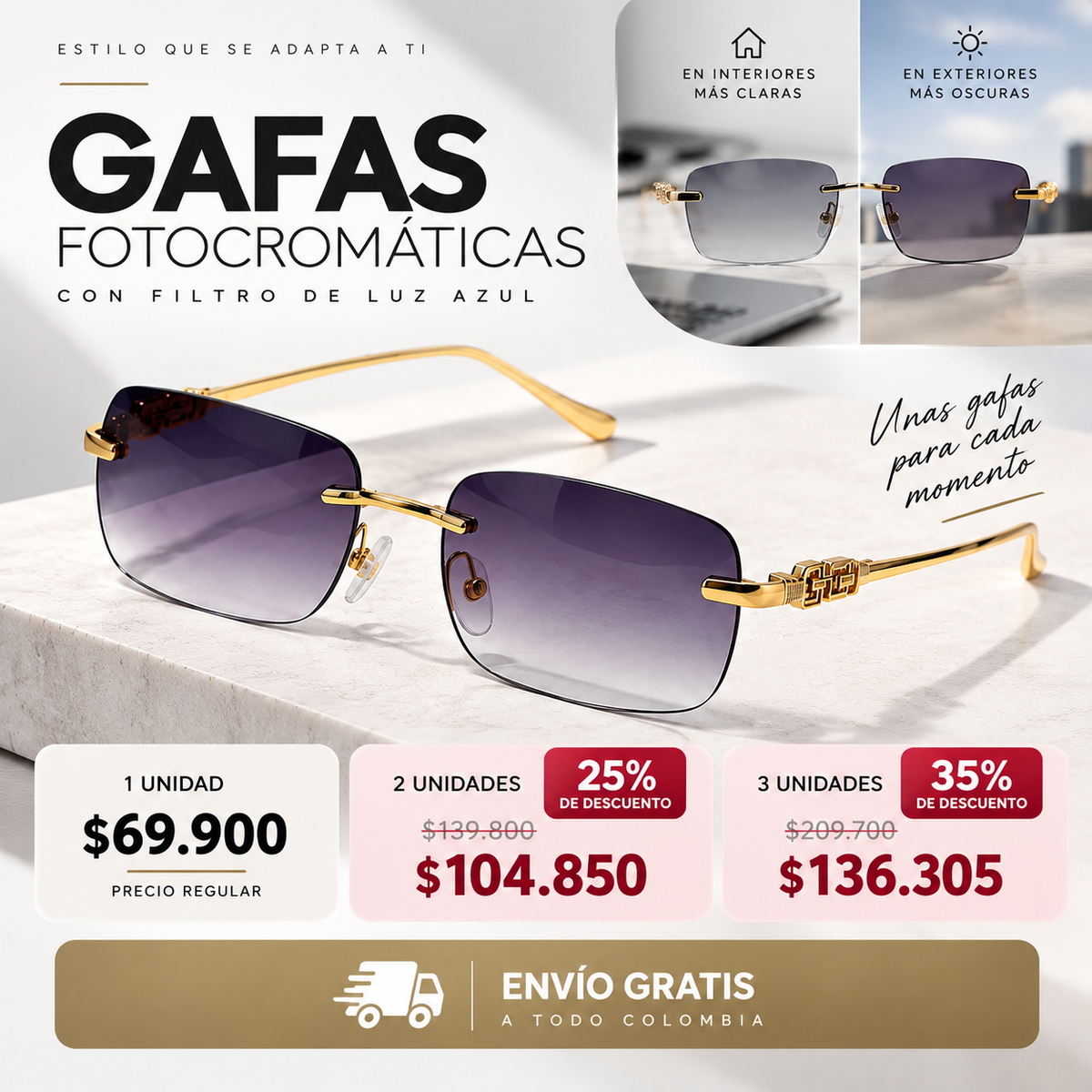 Gafas Fotocromáticas con Filtro de Luz Azul | Ultraligeras TR90