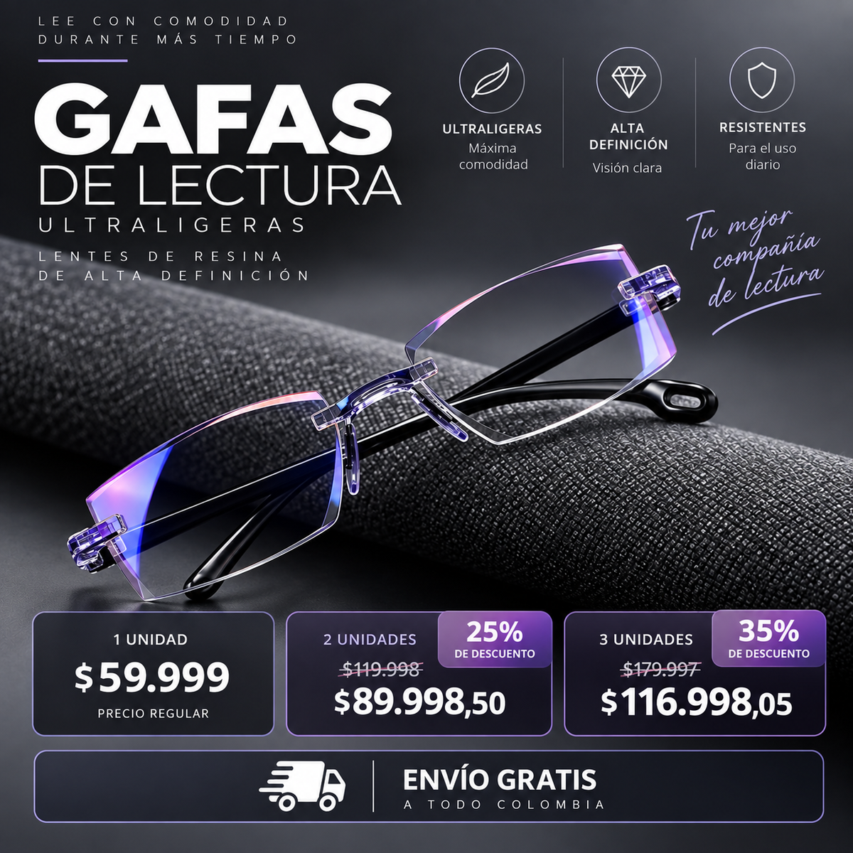 Gafas de Lectura Ultraligeras | Lentes de Resina de Alta Definición